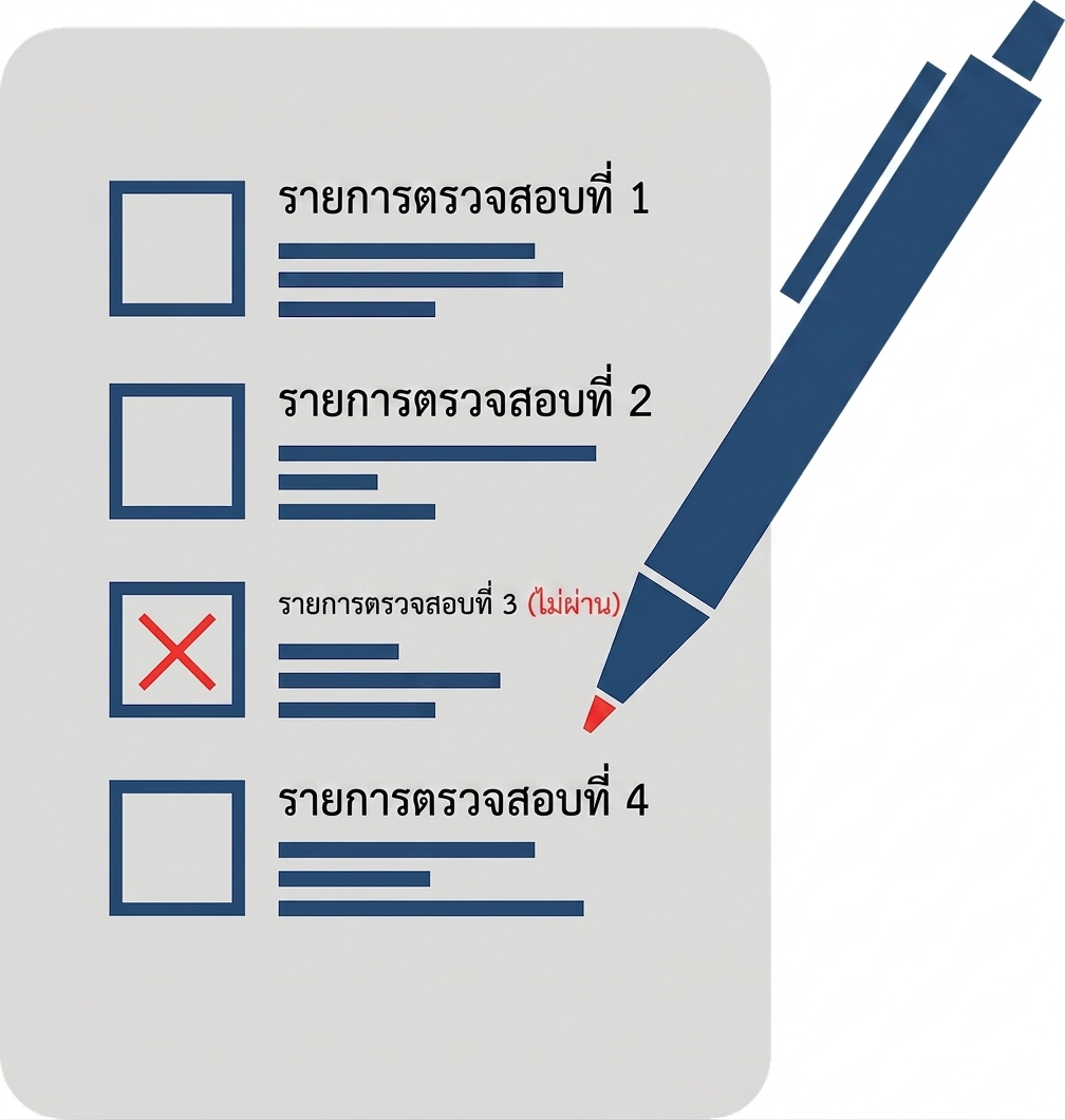 ภาพประกอบแบบฟอร์มขอความยินยอมพร้อมปากกาที่ทำเครื่องหมายในช่องด้วยหมึกสีแดง