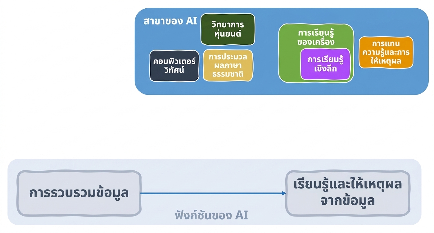 ฟังก์ชันและด้านต่าง ๆ ของ AI