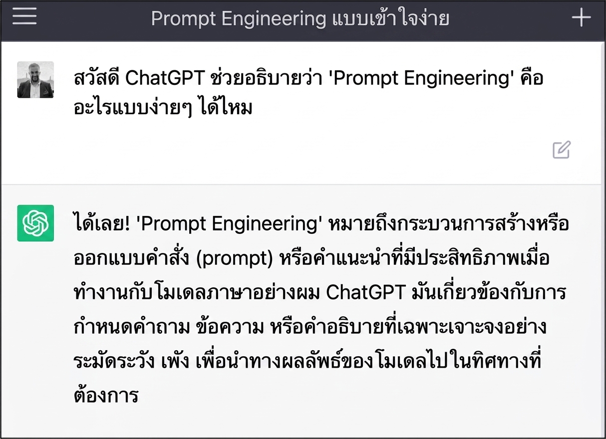 การพิมพ์ prompt ใน ChatGPT