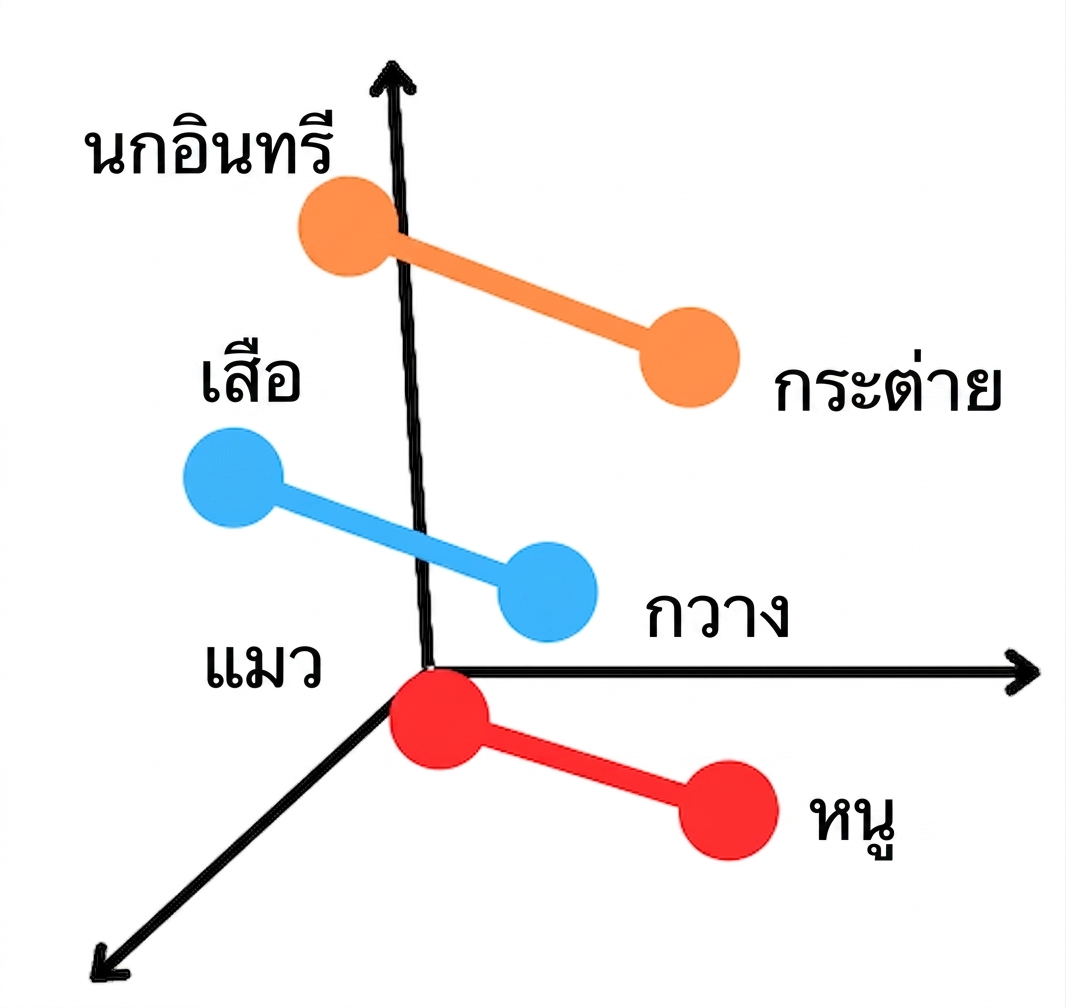 Word embeddings แสดงความสัมพันธ์ระหว่างนักล่าและเหยื่อ