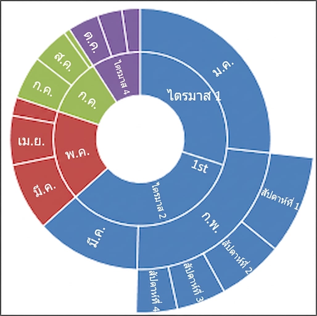 Snapshot of microsoft excel sunburst chart