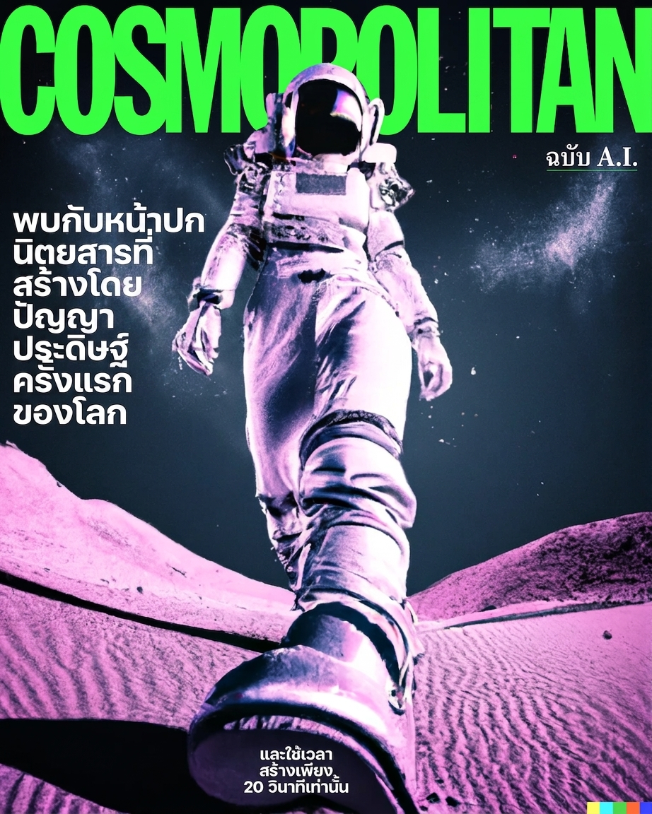 Cosmopolitan Magazine cover of a female astronaut generated by AI