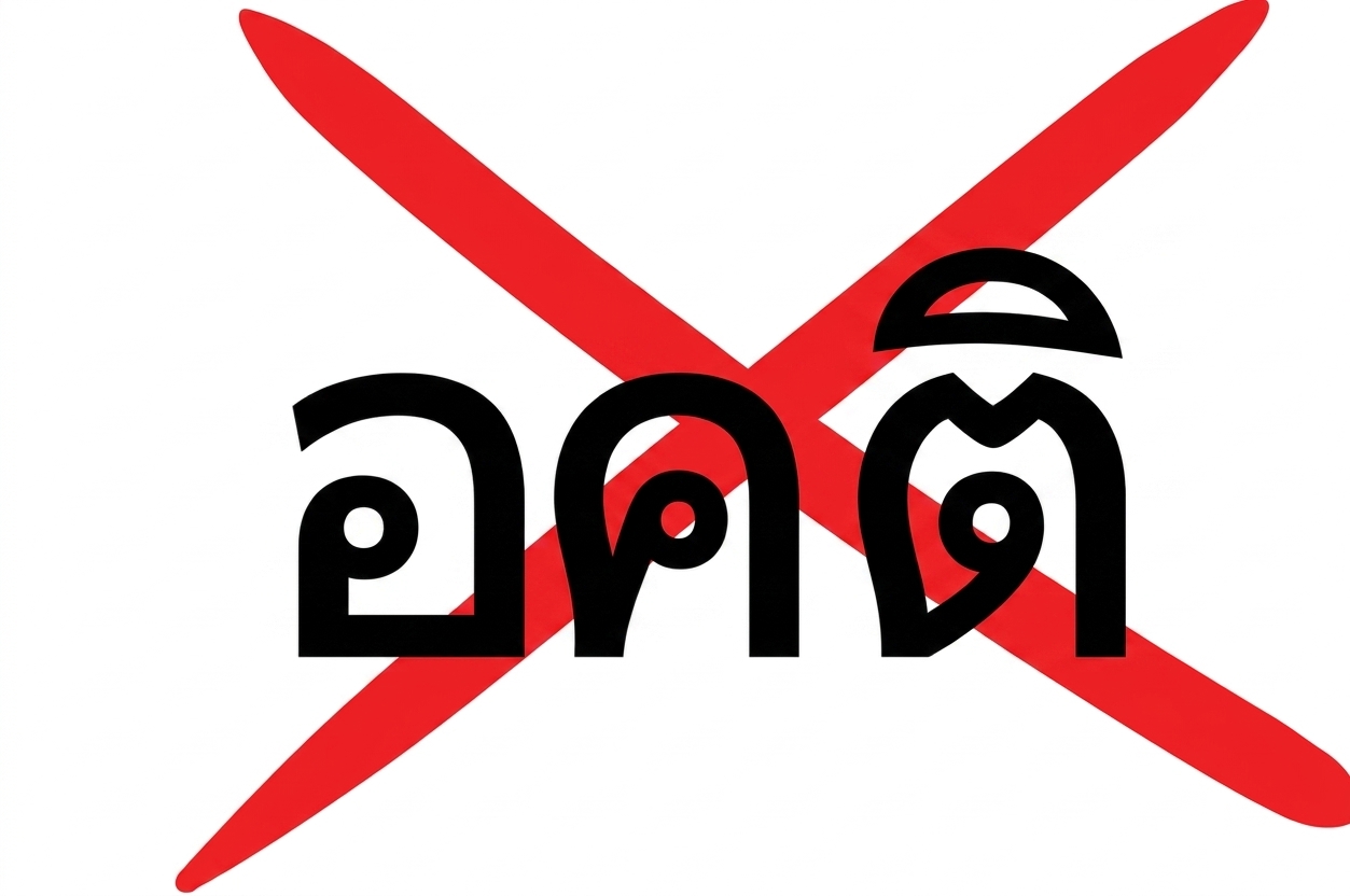 เครื่องหมายกากบาทสีแดงทับคำว่า "bias"