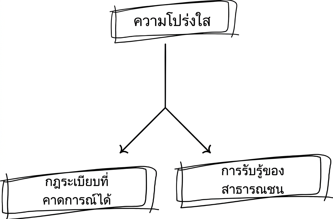 ผังงานแสดงประโยชน์ที่ได้จากการยอมรับความโปร่งใส