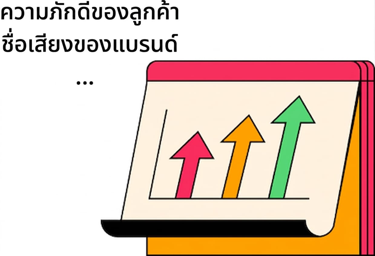 ภาพแสดงความภักดีของลูกค้าและชื่อเสียงองค์กรที่เติบโตขึ้น