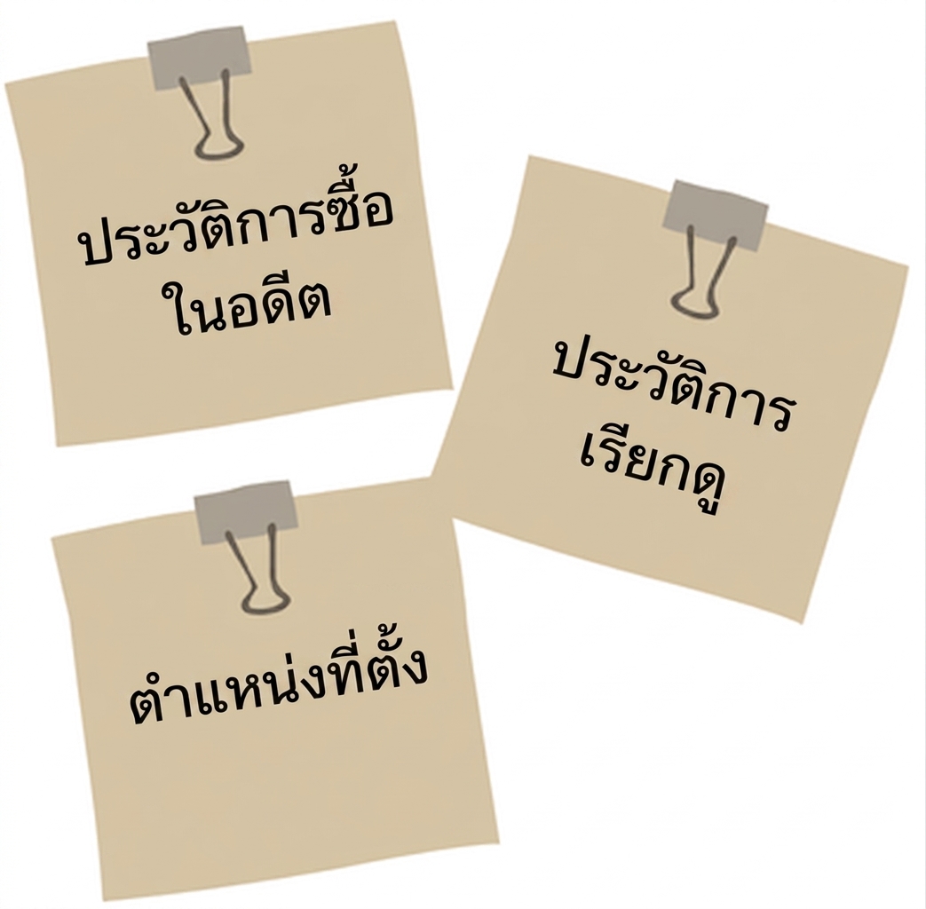 กระดาษโน้ตแสดงปัจจัยในโมเดลการขายของ AI