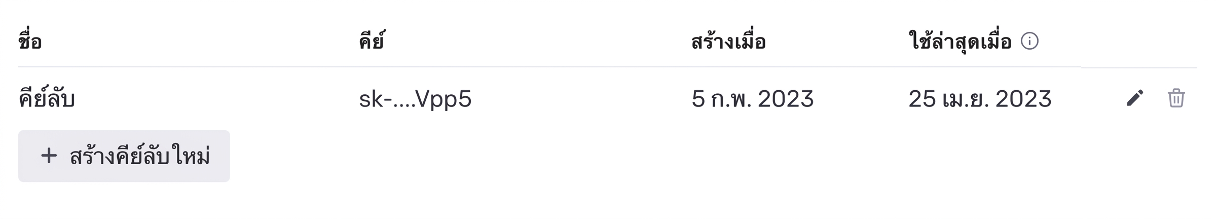 ปุ่มสำหรับสร้าง secret key ใหม่