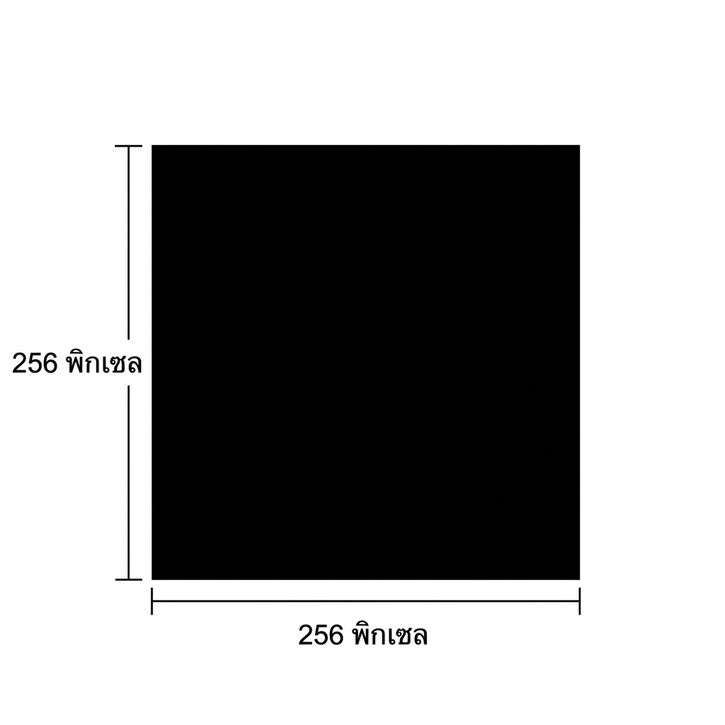 สี่เหลี่ยมสีดำแทนภาพระดับสีเทาขนาด 256x256