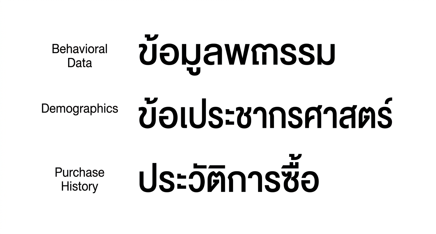 ข้อมูลพฤติกรรม ข้อมูลประชากรศาสตร์ และประวัติการซื้อ