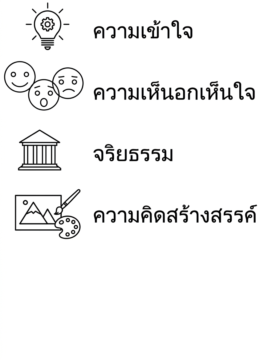 ความเข้าใจ ความเห็นอกเห็นใจ จริยธรรม ความคิดสร้างสรรค์
