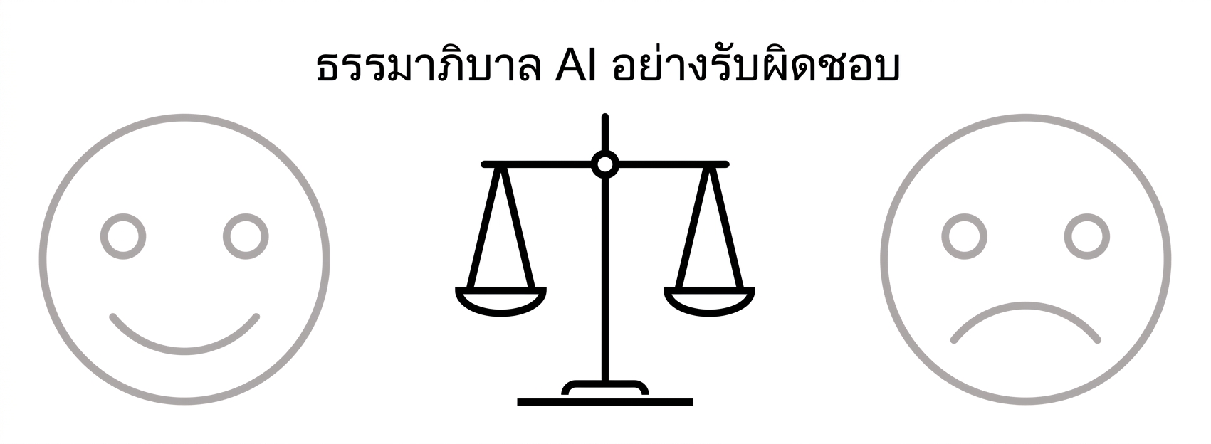ภาพตาชั่งที่มีคำว่า "Responsible AI governance" อยู่ตรงกลางระหว่างสองหน้า