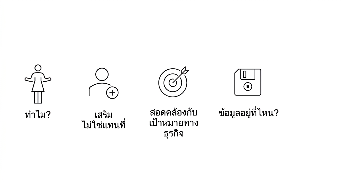 ทำไม? เสริมแทนที่จะทดแทน สอดคล้องกับเป้าหมายธุรกิจ ข้อมูลอยู่ที่ไหน?
