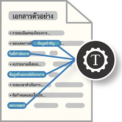 ไอคอนแสดงการดึงเอนทิตีเฉพาะออกจากข้อความที่กำหนด