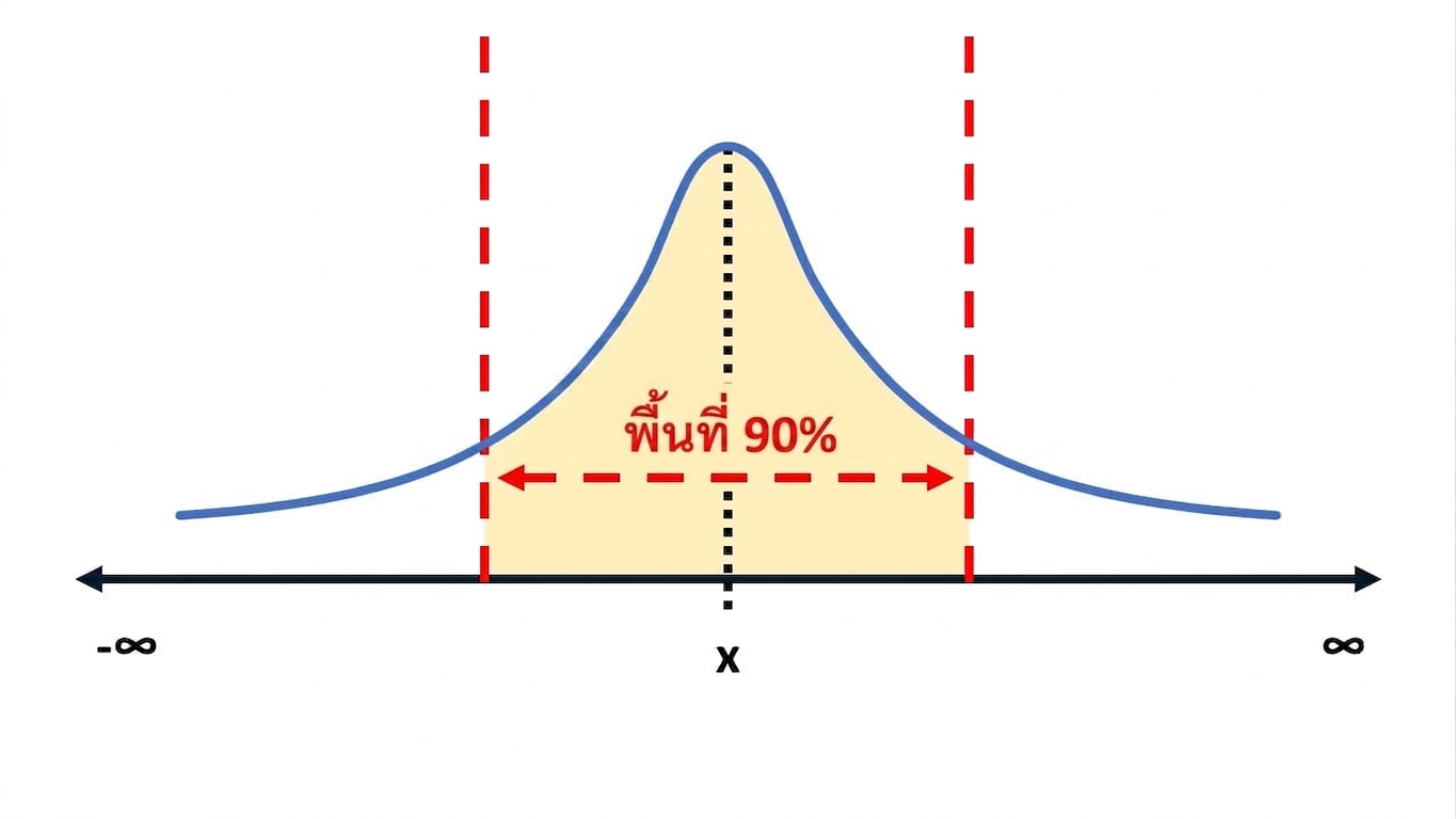 เส้นโค้งการกระจายที่เน้น 90% ของพื้นที่