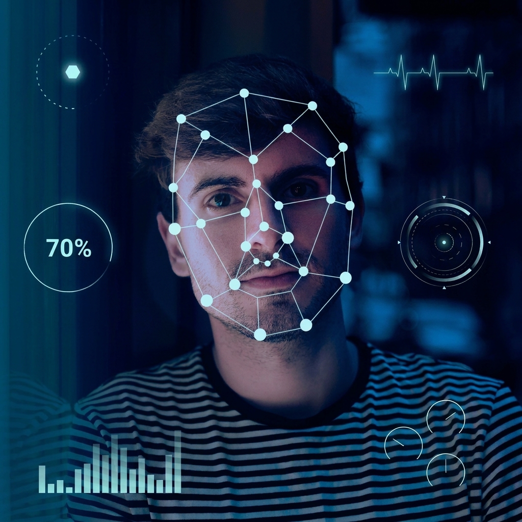 ภาพแสดงการจดจำใบหน้าในฐานะตัวอย่างการใช้งาน AI