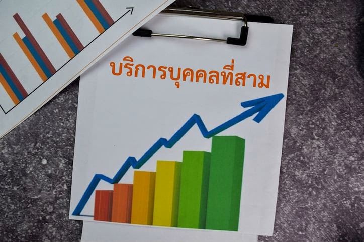 ภาพคำว่า "Third Party Service" บนคลิปบอร์ดแบบชาร์ต