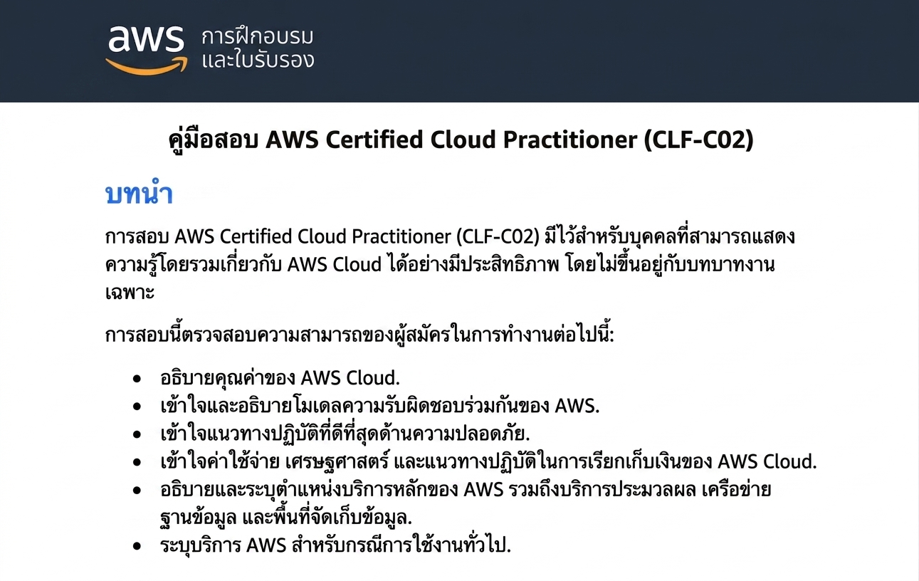 ส่วนต้นของคู่มือสอบ CLF-C02