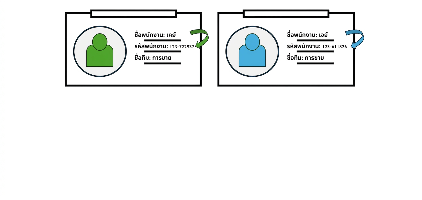 บัตรพนักงานแสดง Functional Dependency