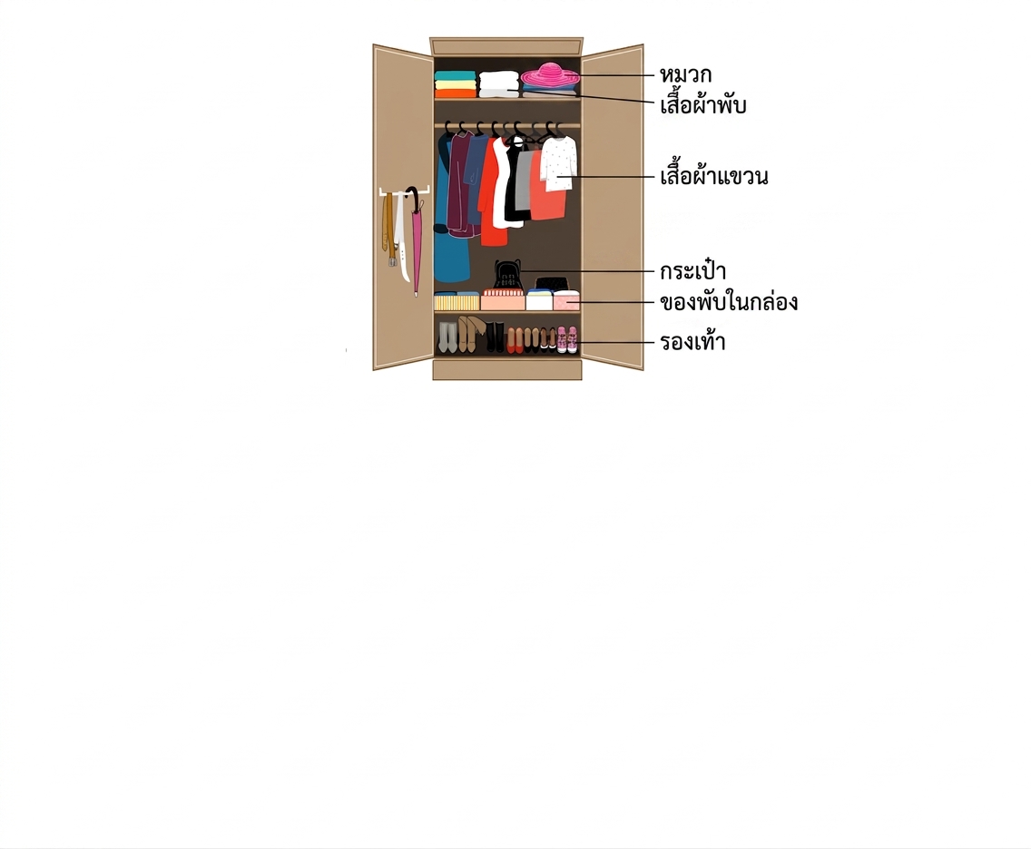 ตู้เสื้อผ้า หลังจัดระเบียบ