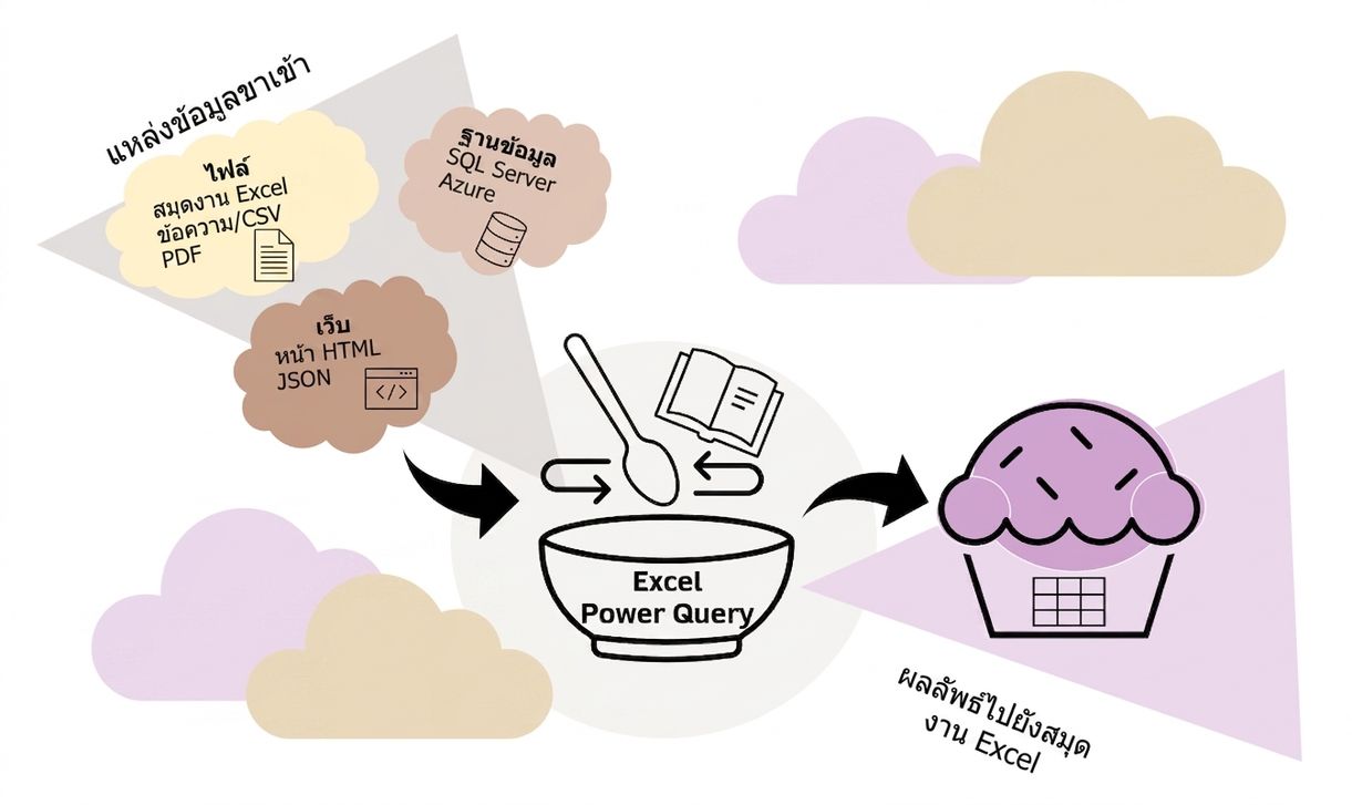 ภาพ Power Query ใน Excel พร้อมคัพเค้ก