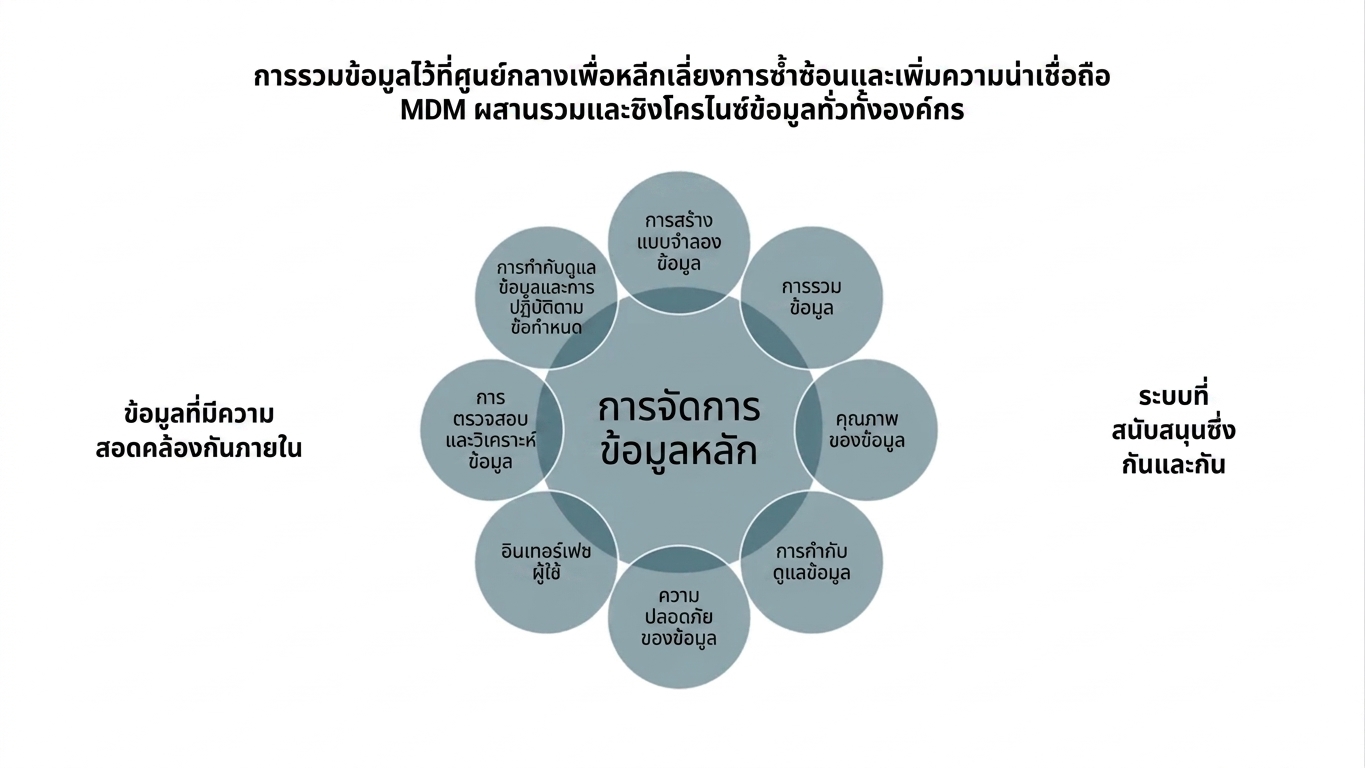 วงล้อแสดงด้านต่าง ๆ ของ MDM