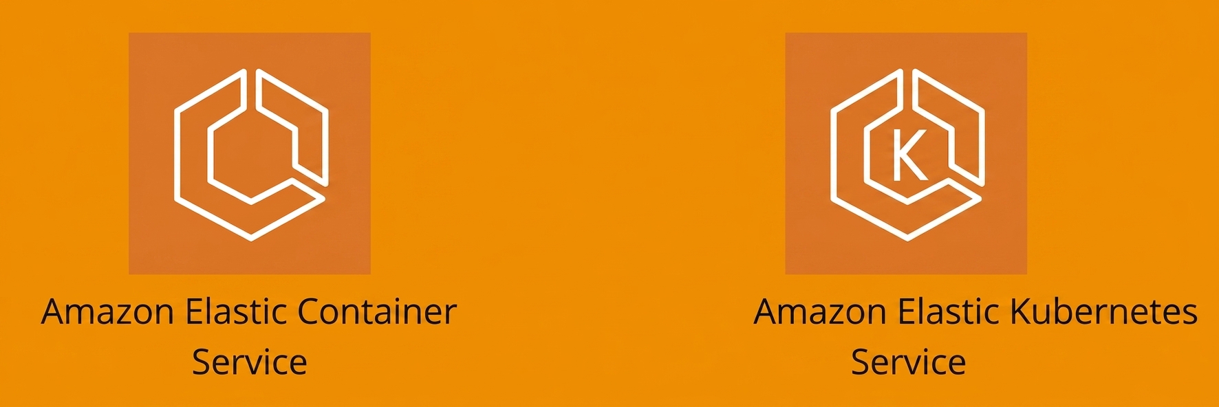 ไอคอนแสดง Amazon Elastic Container Service และ Amazon Elastic Kubernetes Service