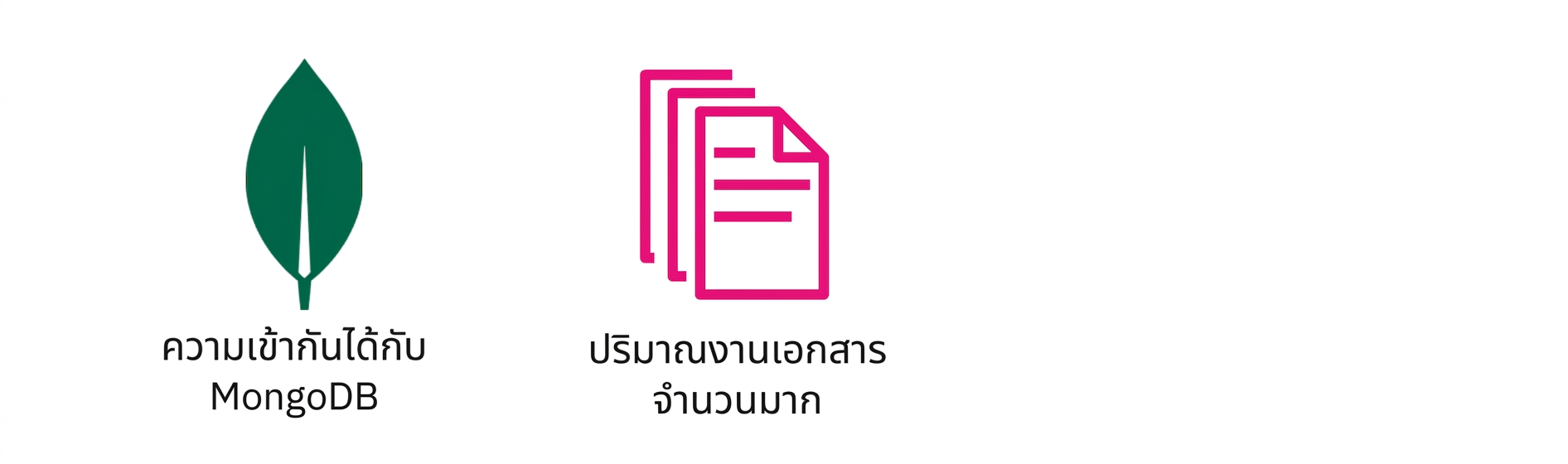 ไอคอน MongoDB และ workload เอกสารขนาดใหญ่