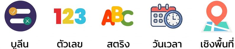 ภาพประเภทข้อมูลที่แสดงเฉพาะข้อความ Boolean