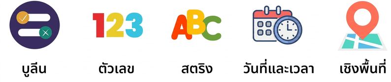 ประเภทข้อมูลทั้งห้าที่ใช้ใน Alteryx