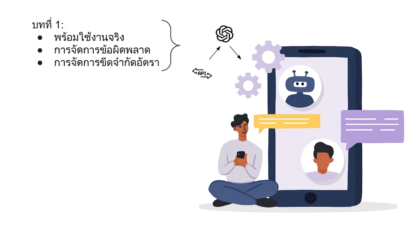 ภาพประกอบผู้ใช้แอปพลิเคชัน AI ที่สร้างด้วย OpenAI API