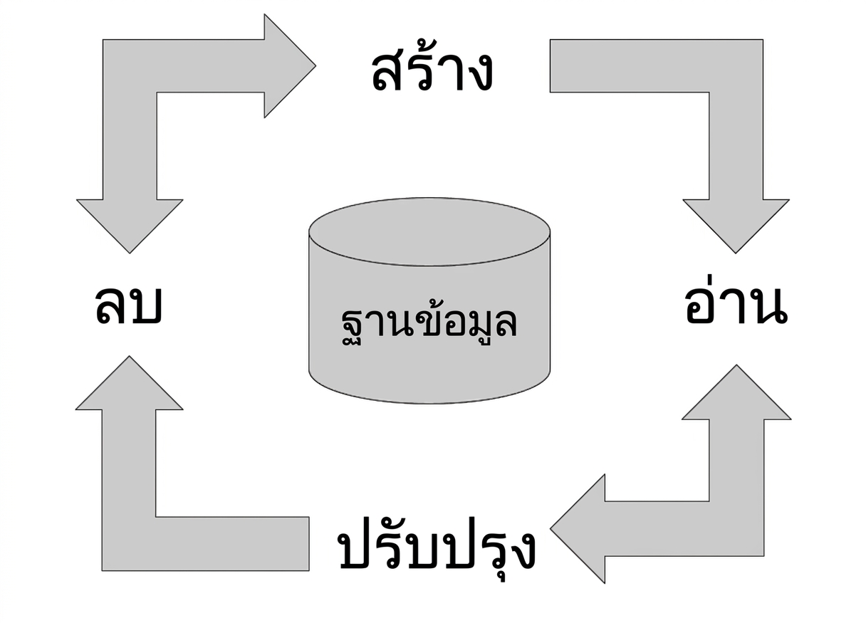การสร้าง อ่าน อัปเดต และลบข้อมูลในฐานข้อมูล