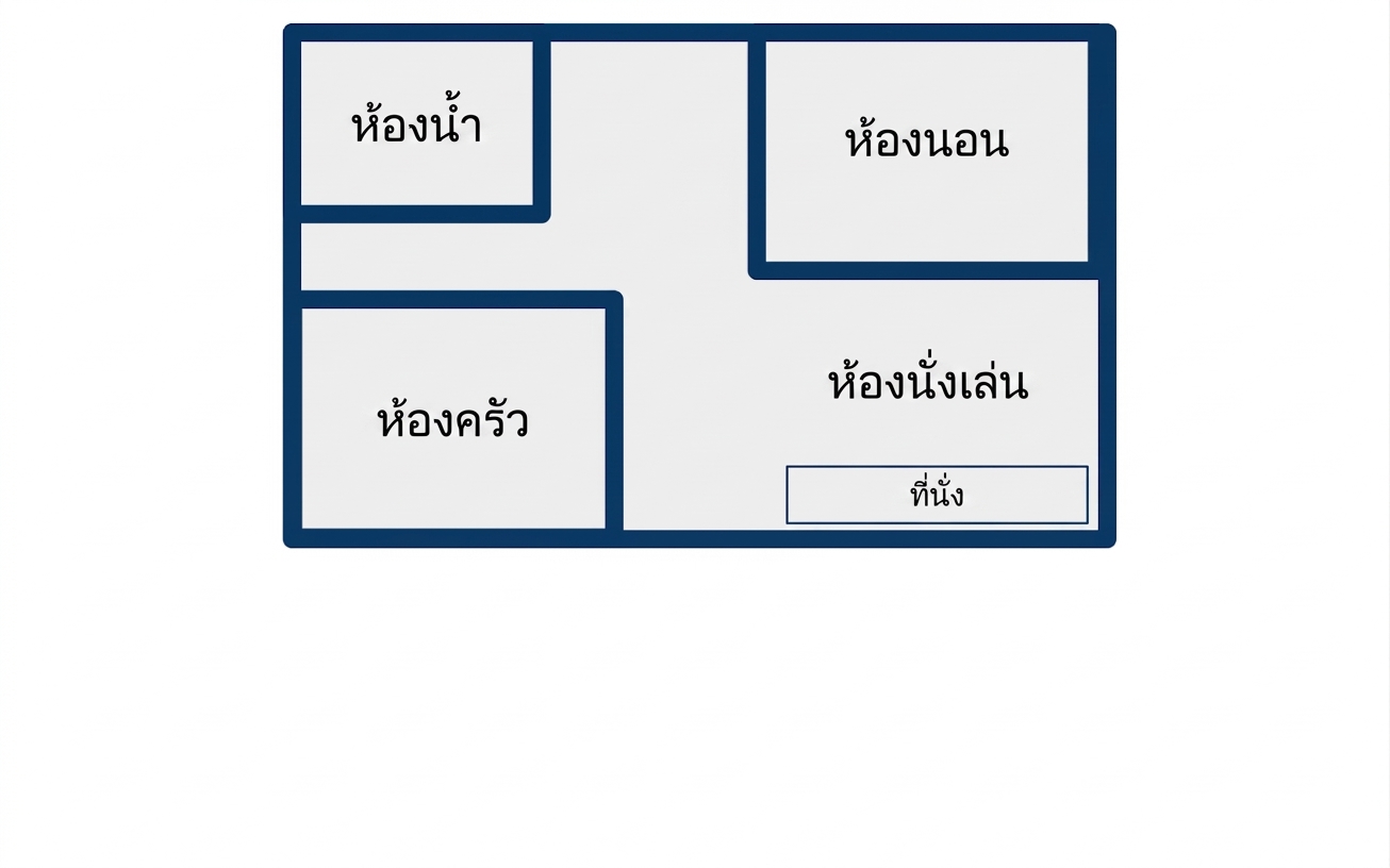 ผังพื้นอพาร์ตเมนต์สตูดิโอทรงสี่เหลี่ยม