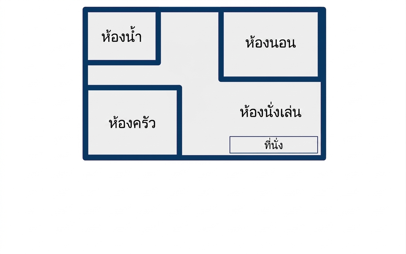 ผังพื้นอพาร์ตเมนต์สตูดิโอทรงสี่เหลี่ยม