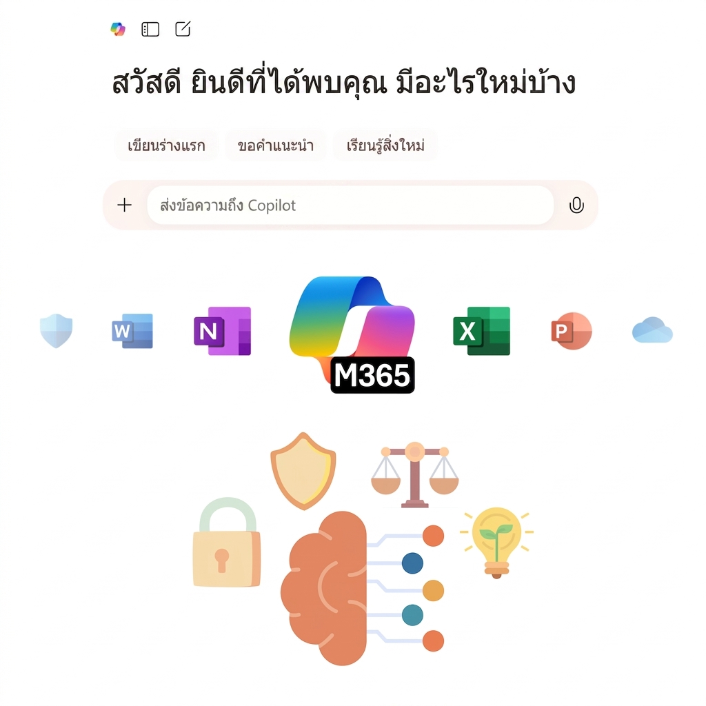 ไอคอน Copilot chat, Copilot 365 และไอคอนแทน Responsible AI