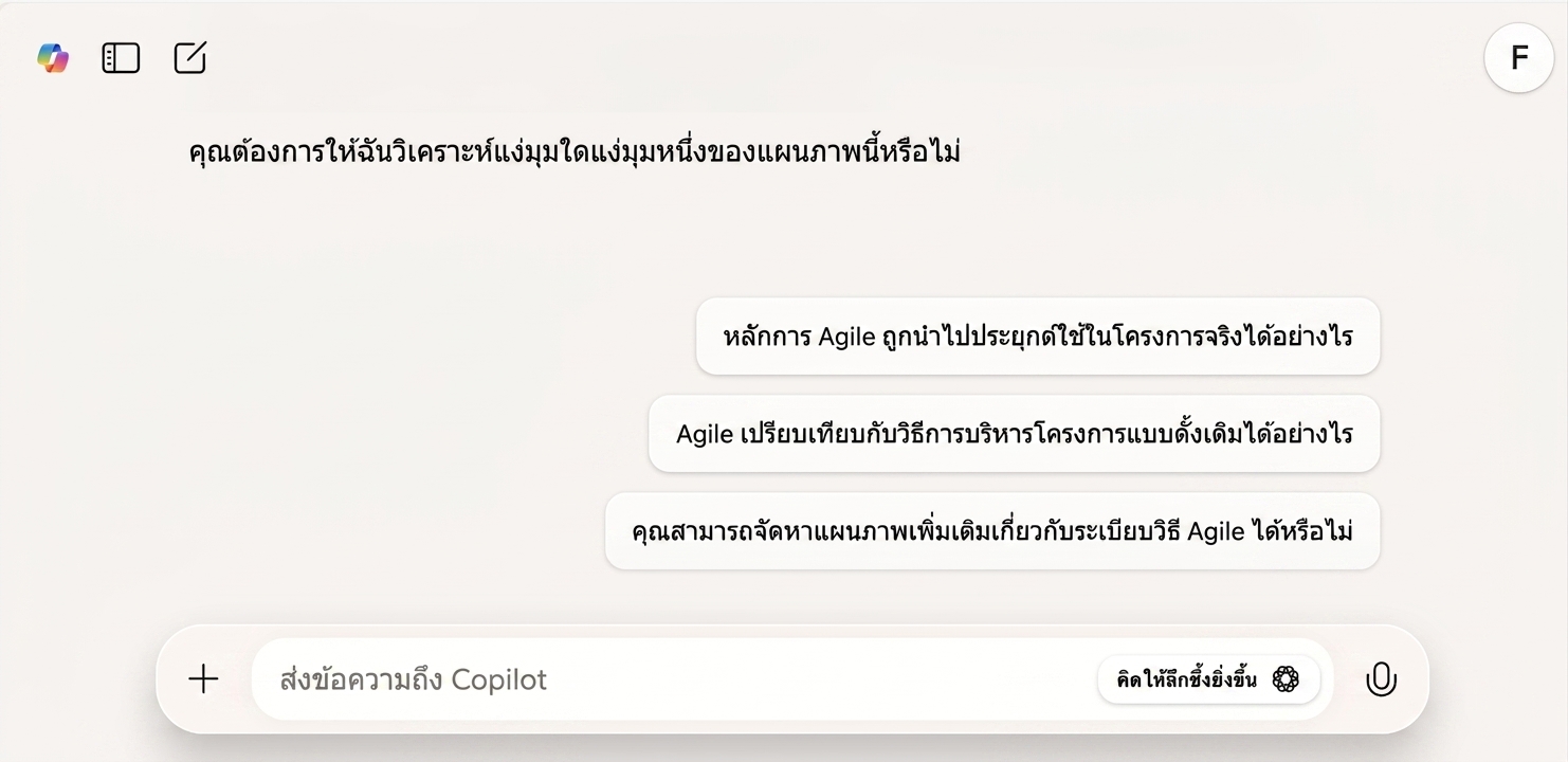 คำตอบของ Copilot พร้อมคำถามติดตามผลที่แนะนำ