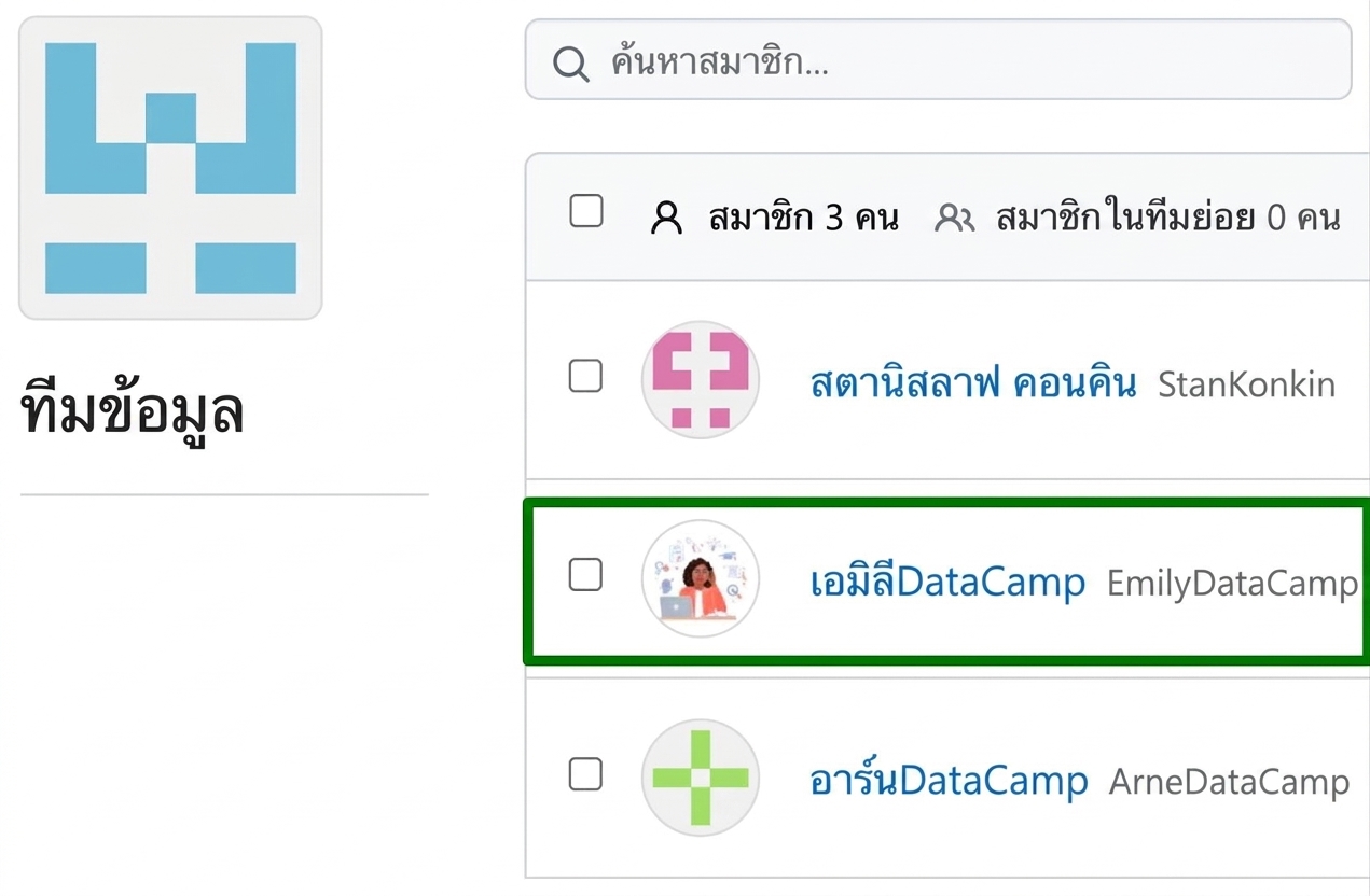 Emily ถูกเพิ่มใน Data Team