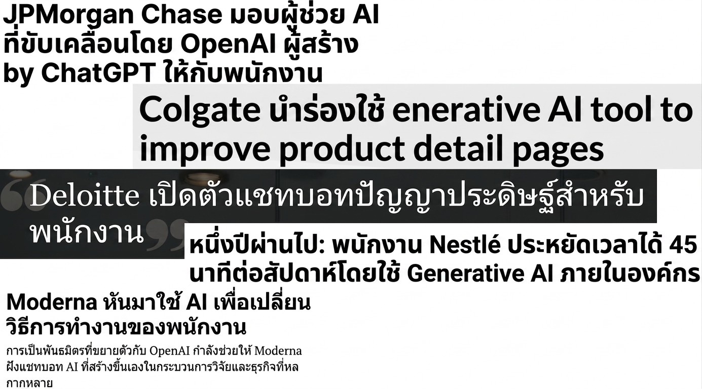 พาดหัวข่าวเกี่ยวกับธุรกิจที่พัฒนาและนำโมเดล GPT ไปใช้งาน