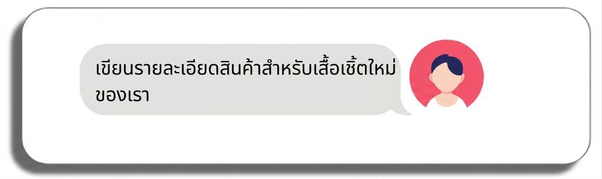เขียนคำอธิบายสินค้าสำหรับเสื้อใหม่ของเรา