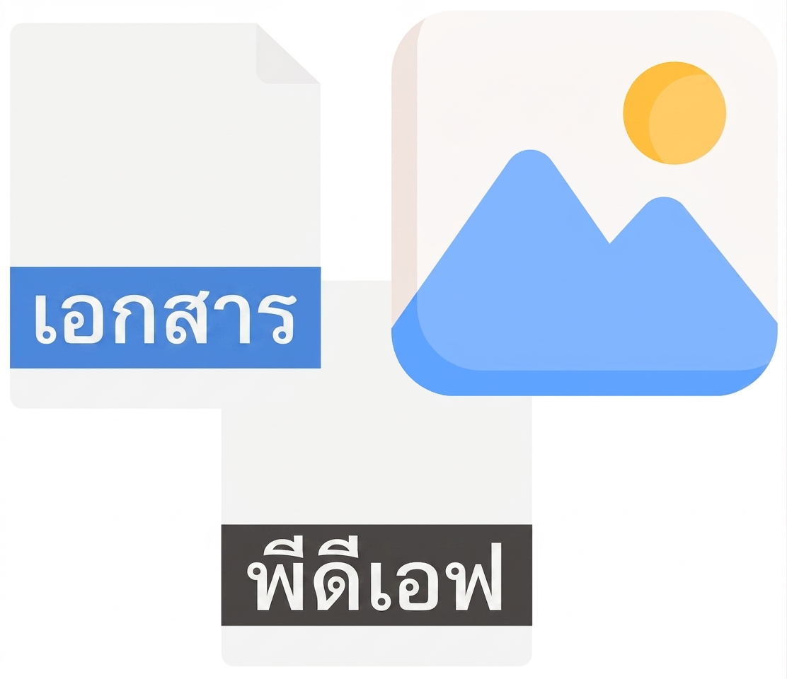 ไอคอนของไฟล์ Doc, PDF และรูปภาพ
