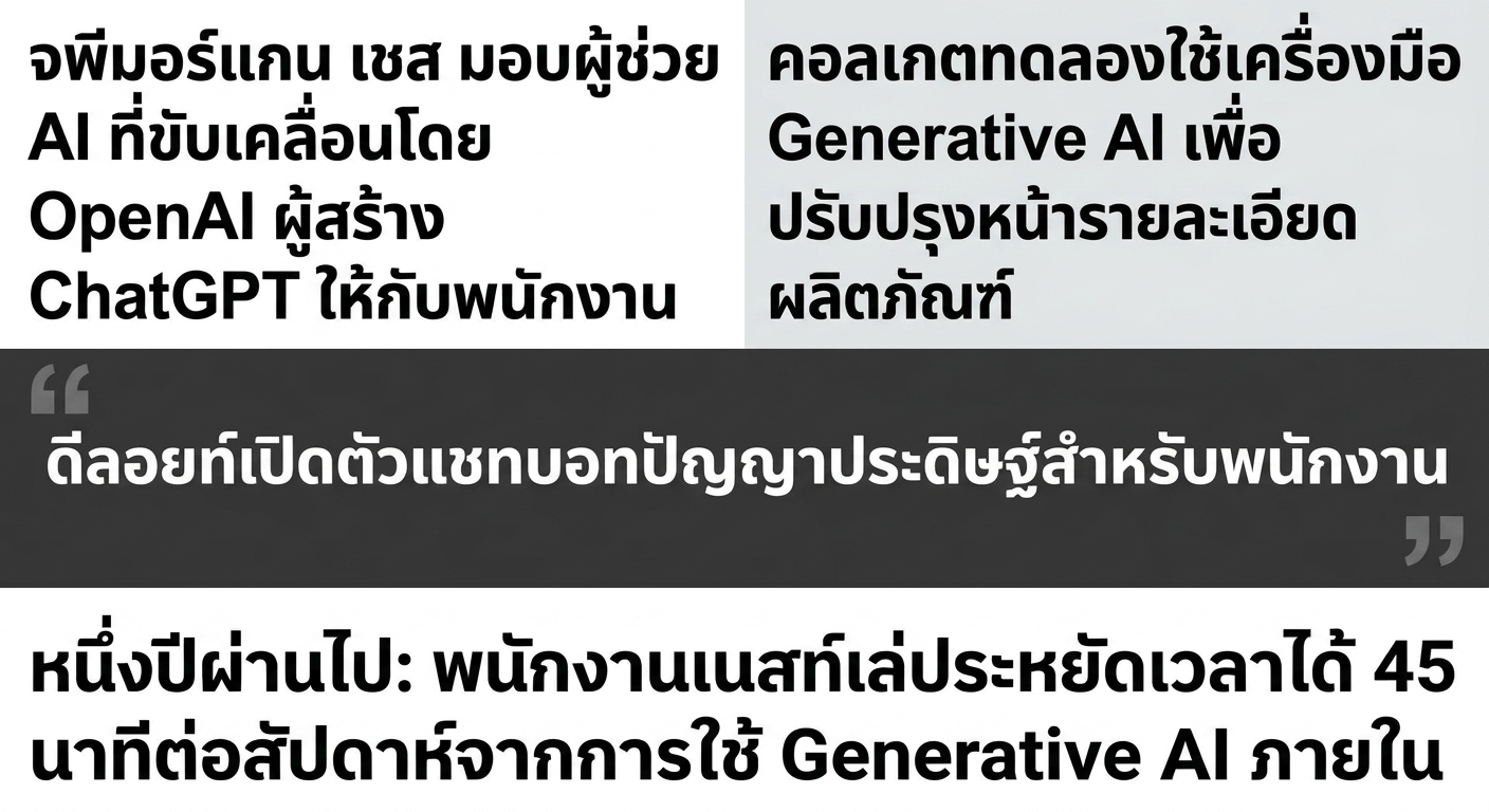 พาดหัวข่าวเกี่ยวกับธุรกิจที่พัฒนาและนำโมเดล GPT ไปใช้งาน
