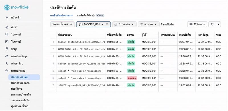 GIF แสดงการดูประวัติคิวรี