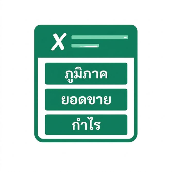 ภาพประกอบชีต Excel สีเขียวแสดงคอลัมน์ที่มีป้ายกำกับสำหรับ Region, Sales และ Profit สื่อถึงการจัดระเบียบข้อมูลที่ชัดเจน