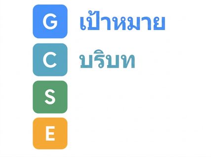 ตัวอักษร GCSE พร้อมคำว่า Goal และ Context สะกดออกมา