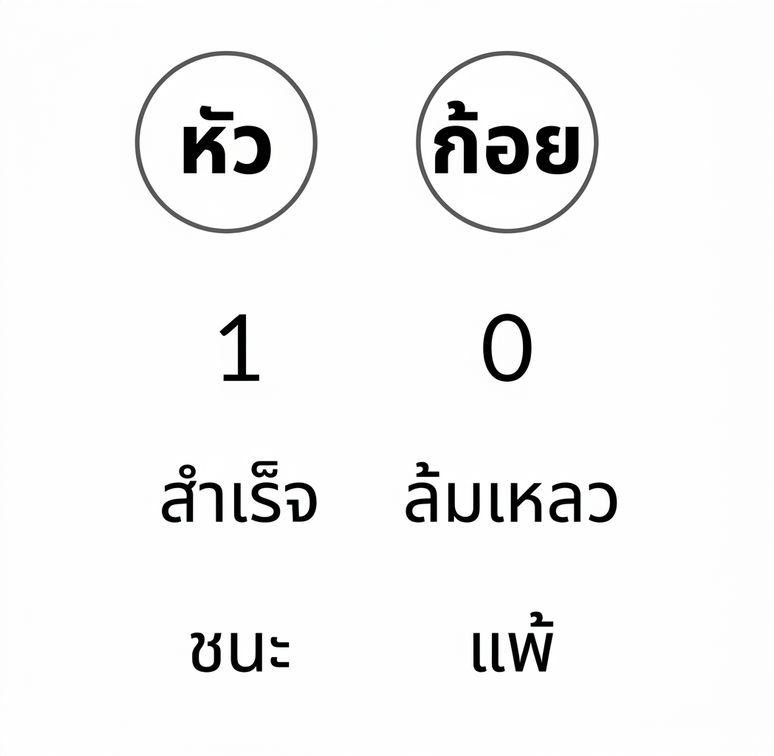 H และ T, 1 และ 0, สำเร็จและล้มเหลว, ชนะและแพ้