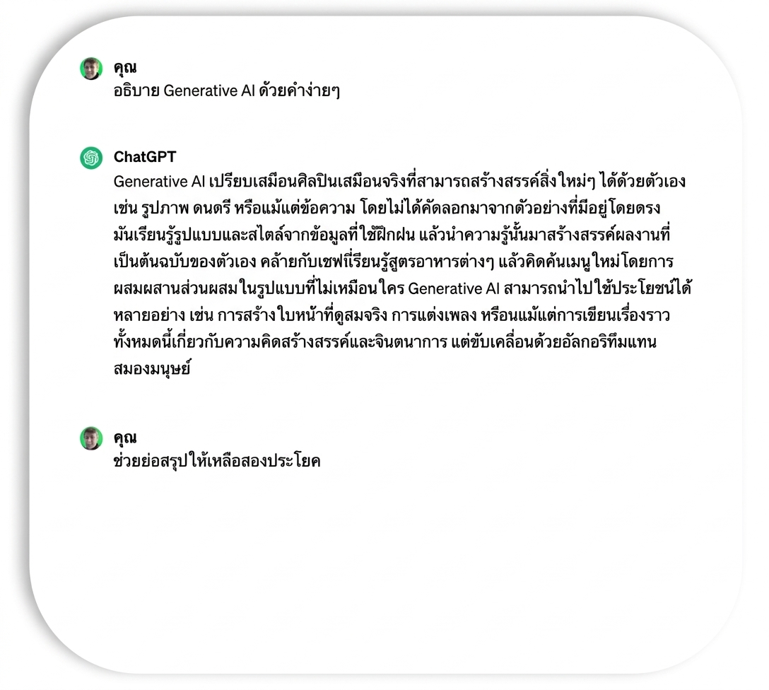คำสั่งให้ ChatGPT ย่อสรุปให้เหลือสองประโยค