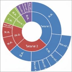 Snapshot of microsoft excel sunburst chart
