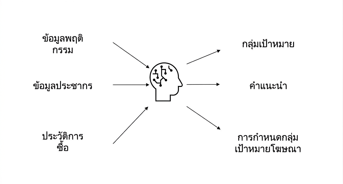 ข้อมูลพฤติกรรม ข้อมูลประชากรศาสตร์ และประวัติการซื้อที่ AI ประมวลผลจนได้การกำหนดเป้าหมายโฆษณา