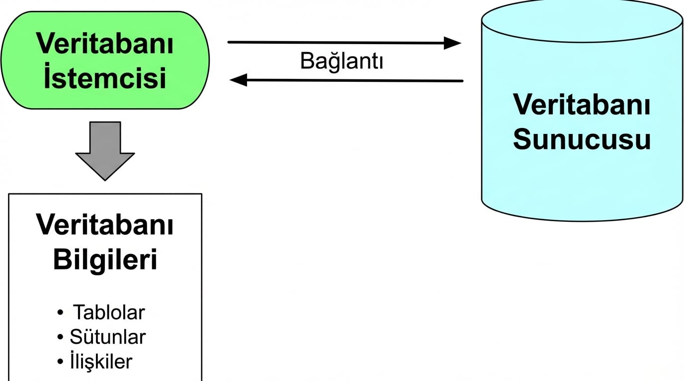 Veritabanı istemcisi veritabanı sunucusuna bağlanır