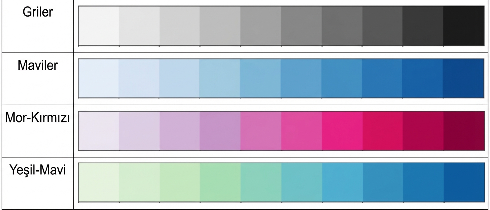 Dört örnek ardışık palet