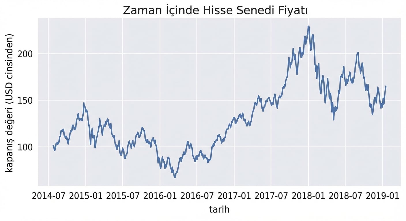 Zamana göre hisse senedi fiyatı çizgi grafiği